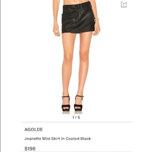 AGOLDE NWOT Women's Jeanette Mini Skirt In Coated Black Size 32 - Picture 11 of 11